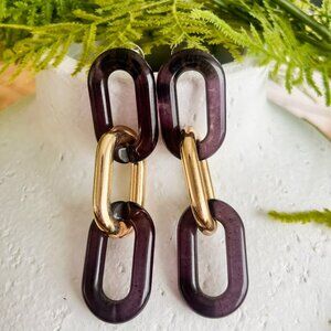 Urban Outfitters - Chain Link Earrings - Purple & Gold
